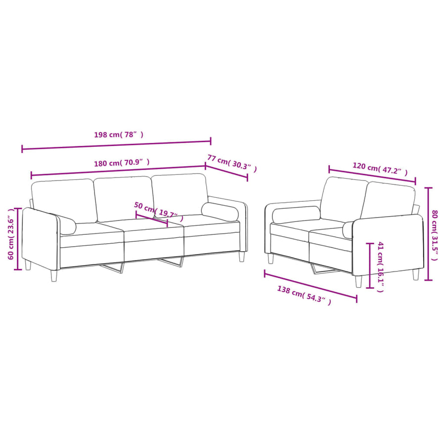 2-delige Loungeset met kussens fluweel donkergrijs Donkergrijs met kussens