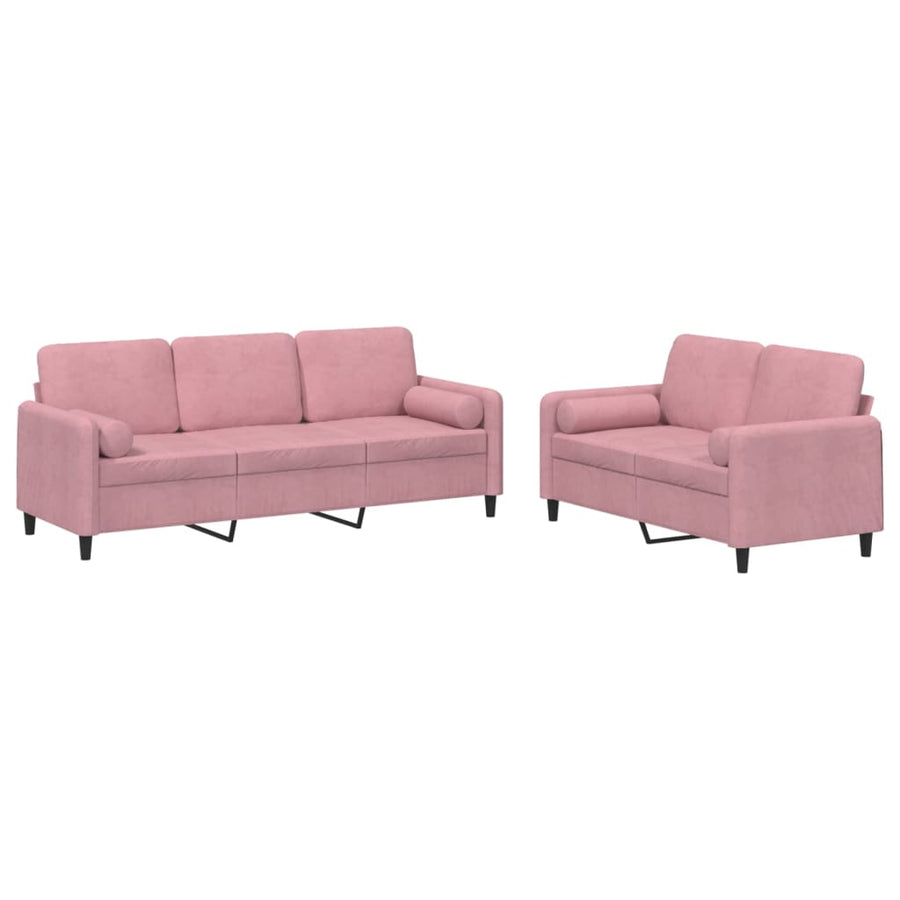 2-delige Loungeset met kussens fluweel roze