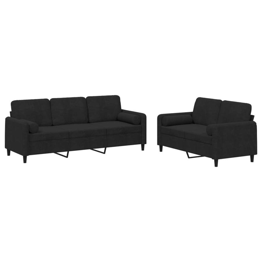 2-Delige Loungeset Fluweel Zwart met kussens