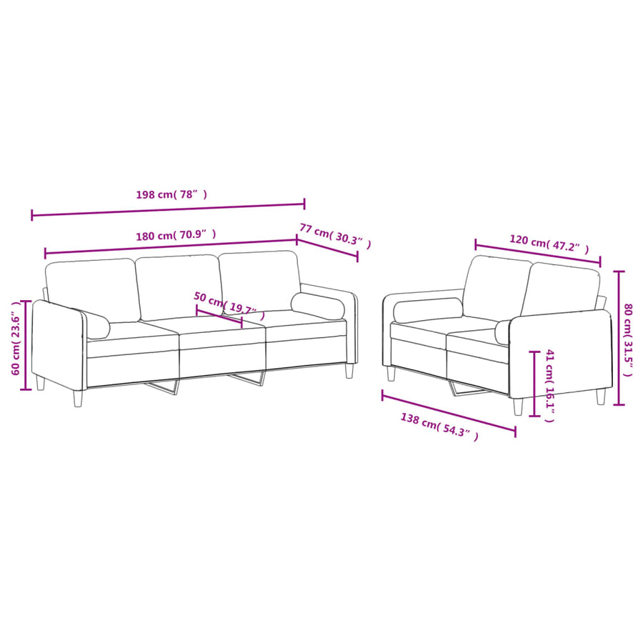 2-delige Loungeset met kussens fluweel bruin Bruin met kussens