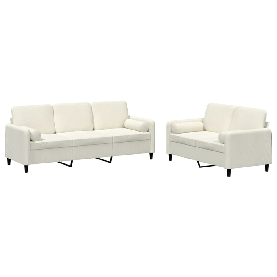 2-delige Loungeset met kussens fluweel crèmekleurig Crème met kussens