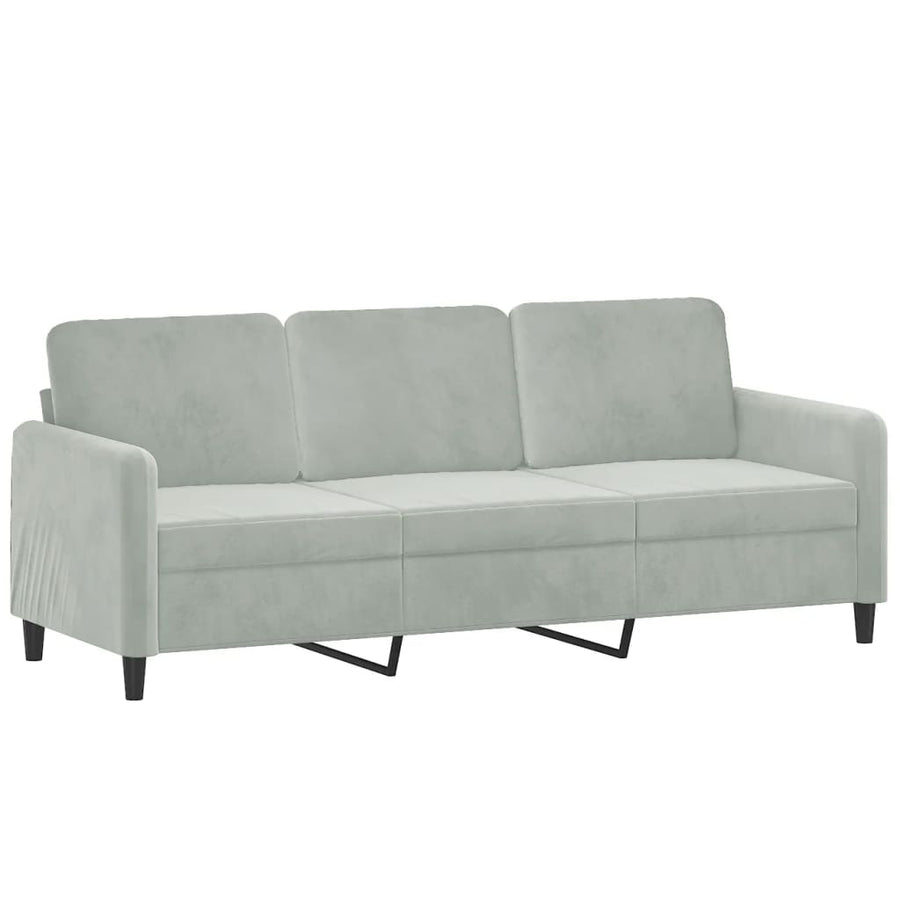 3-Delige Loungeset Met Kussens Fluweel Lichtgrijs met kussens en voetenbankje