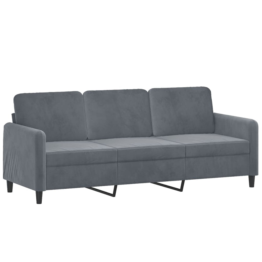 3-Delige Loungeset Met Kussens Fluweel Donkergrijs met kussens en voetenbankje