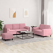 Loungeset 3-delig fluweel roze met kussens