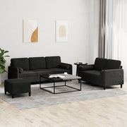 Loungeset 3-delig fluweel zwart