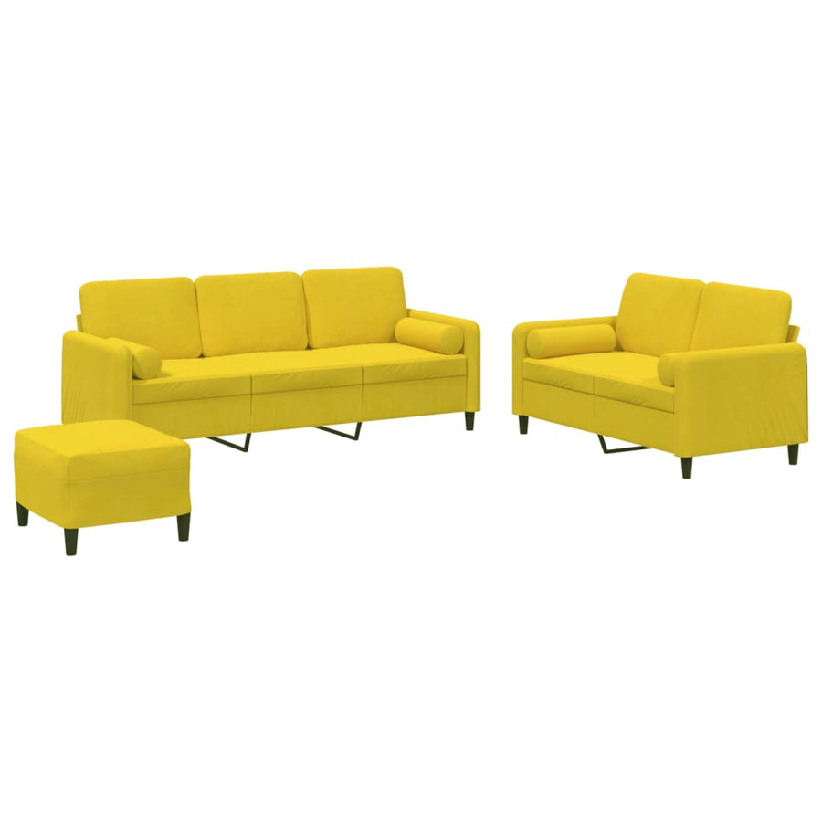 3-delige Loungeset met kussens fluweel geel Geel