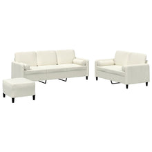 3-delige Loungeset met kussens fluweel crèmekleurig