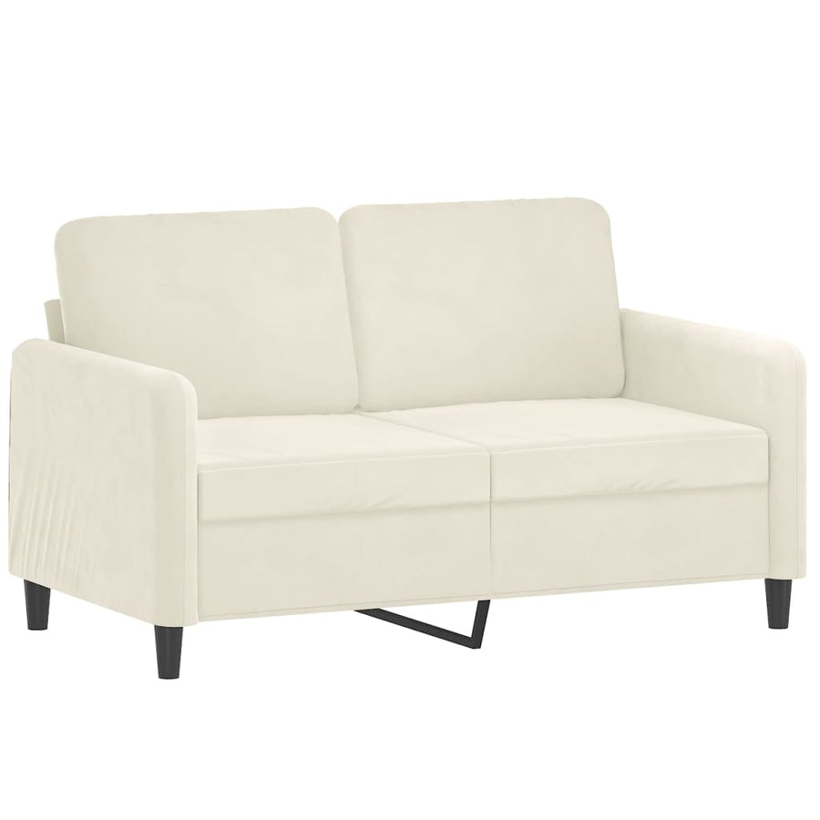 3-delige Loungeset met kussens fluweel crèmekleurig
