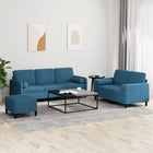 3-delige Loungeset met kussens fluweel blauw Blauw