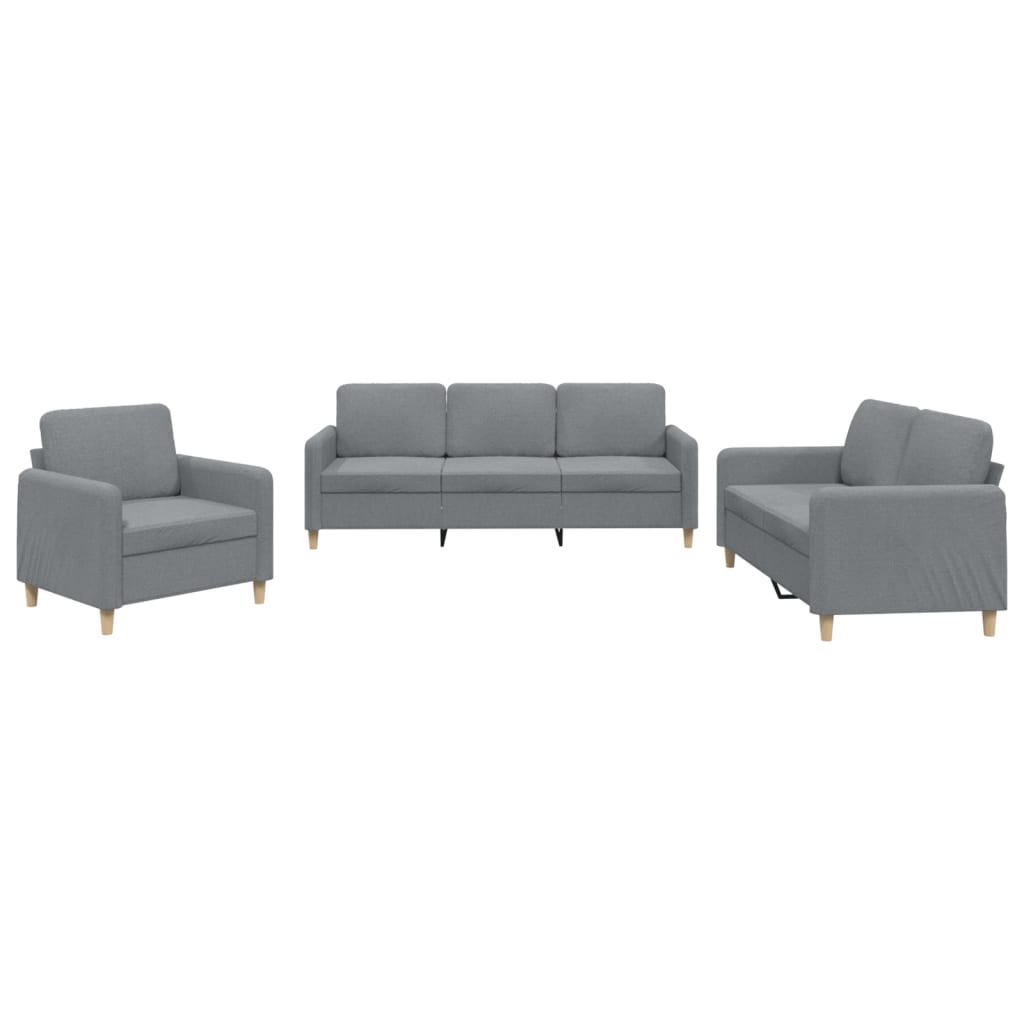 3-Delige Loungeset Stof Lichtgrijs met kussens