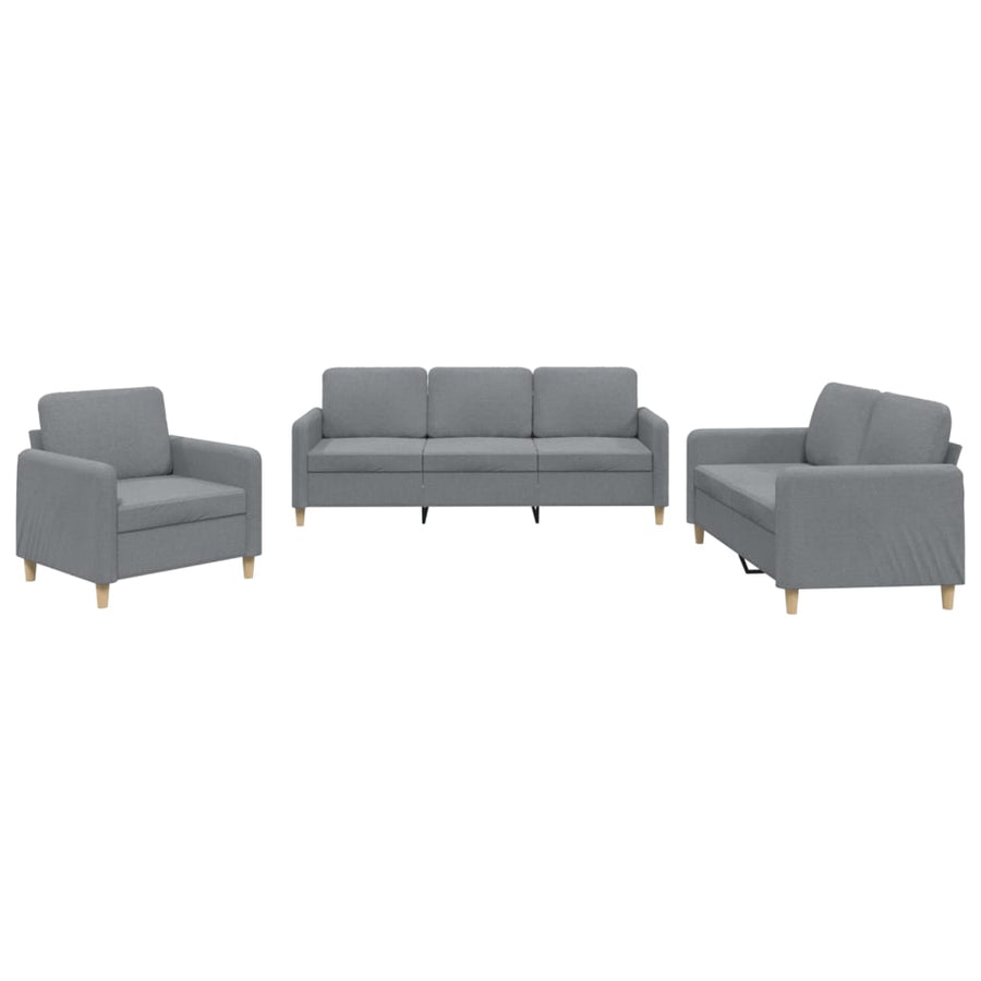 3-Delige Loungeset Stof Lichtgrijs met kussens