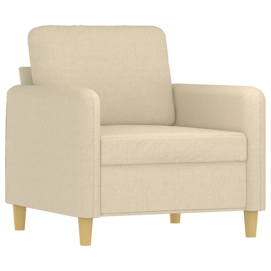 3-delige Loungeset met kussens stof crèmekleurig Crème met kussens