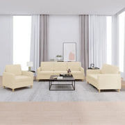 Loungeset 3-delig crèmekleurig stof