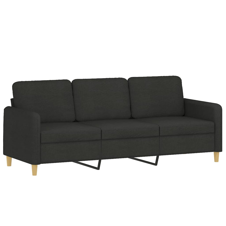 3-delige loungeset met kussens stof zwart Zwart met kussens