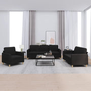 Loungeset 3-delig stof zwart