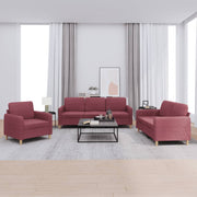 Loungeset 3-delig stof wijnrood
