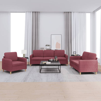 3-Delige Loungeset Met Kussens Stof Wijnrood