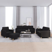 Loungeset 4-delig stof zwart
