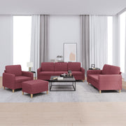 Loungeset 4-delig wijnrood stof