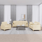 Loungeset 3-delig stof crèmekleurig