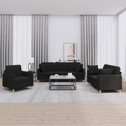 Loungeset 3-delig stof zwart