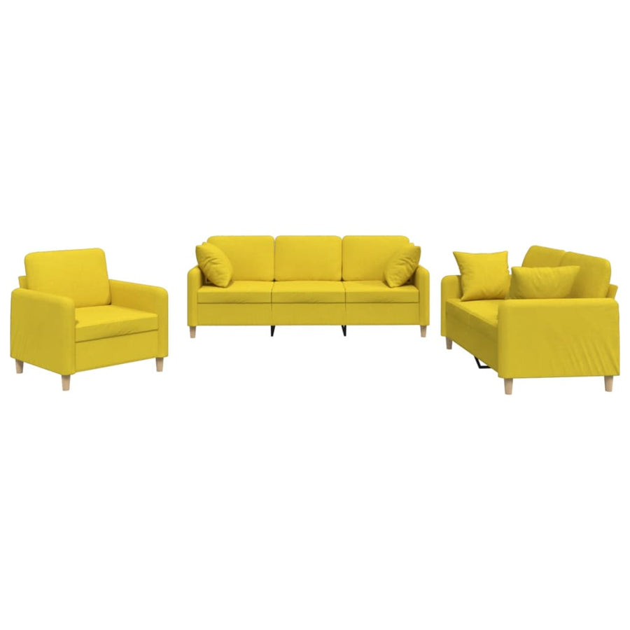 3-Delige Loungeset Stof Lichtgeel
