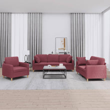 3-delige Loungeset met kussens stof wijnrood