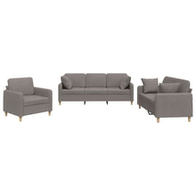 3-delige Loungeset met kussens stof taupe Taupe met kussens