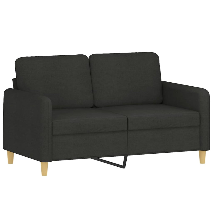 4-Delige Loungeset Met Kussens Stof Zwart met kussens en voetenbankje