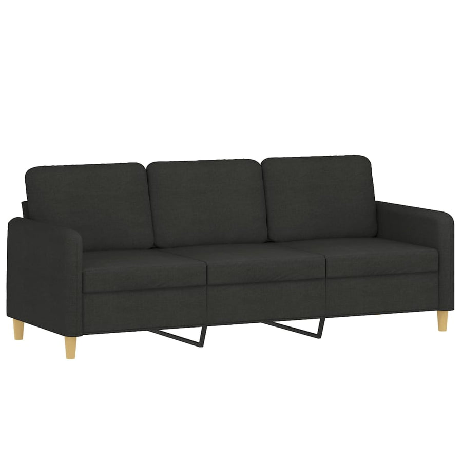4-Delige Loungeset Met Kussens Stof Zwart met kussens en voetenbankje