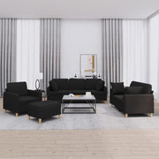 Loungeset 4-delig stof zwart