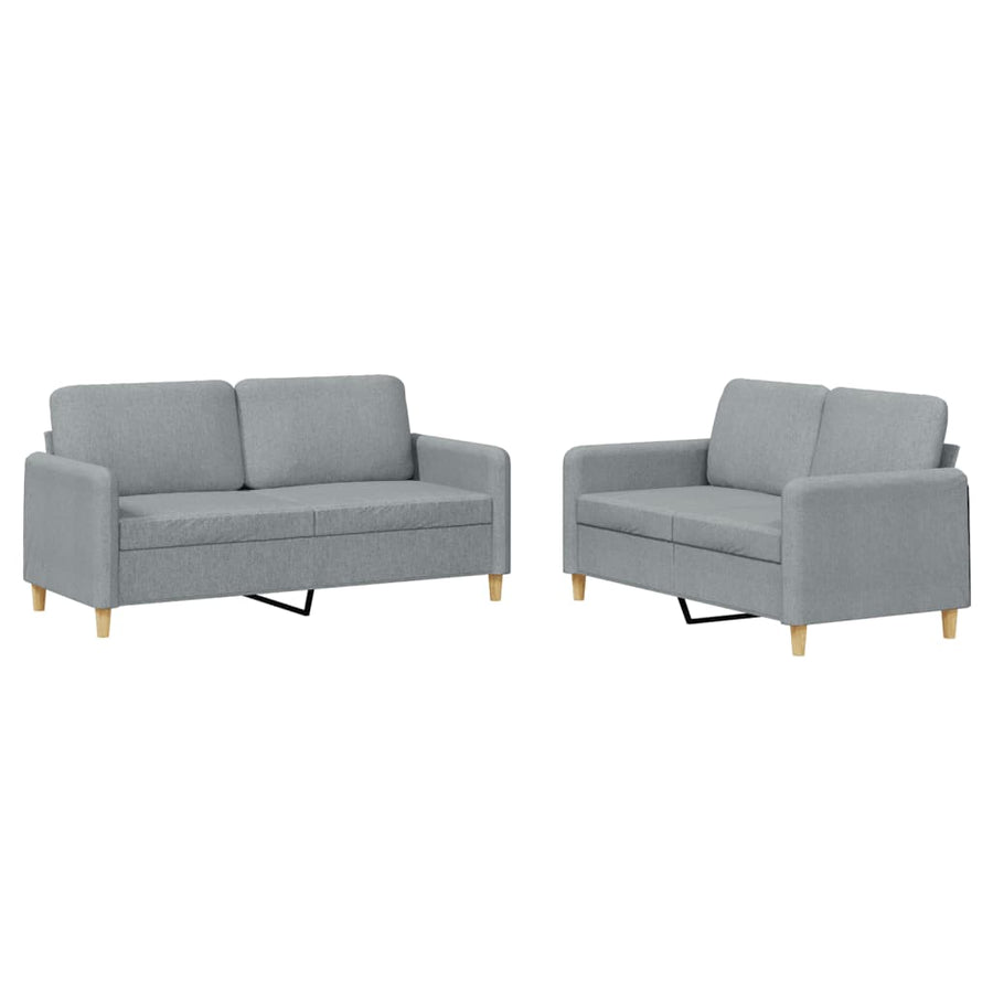 2-Delige Loungeset Stof Lichtgrijs met kussens