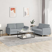 2-piece Lounge Set with Cushions Fabric Light Grey