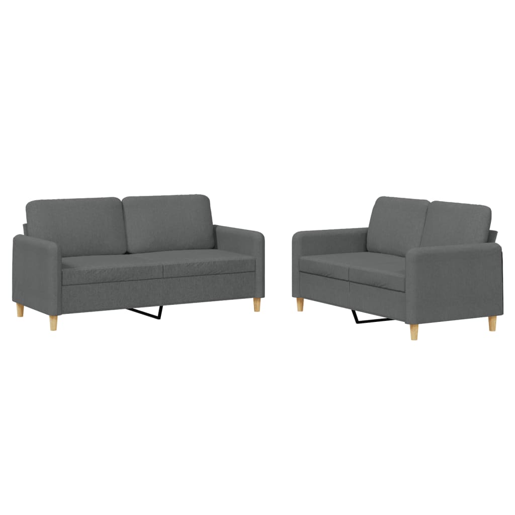 2-delige Loungeset met kussens stof donkergrijs Donkergrijs met kussens
