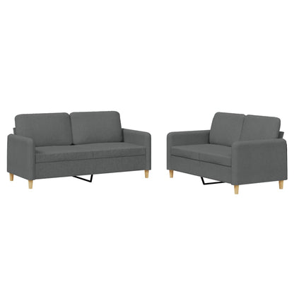 2-delige Loungeset met kussens stof donkergrijs Donkergrijs met kussens