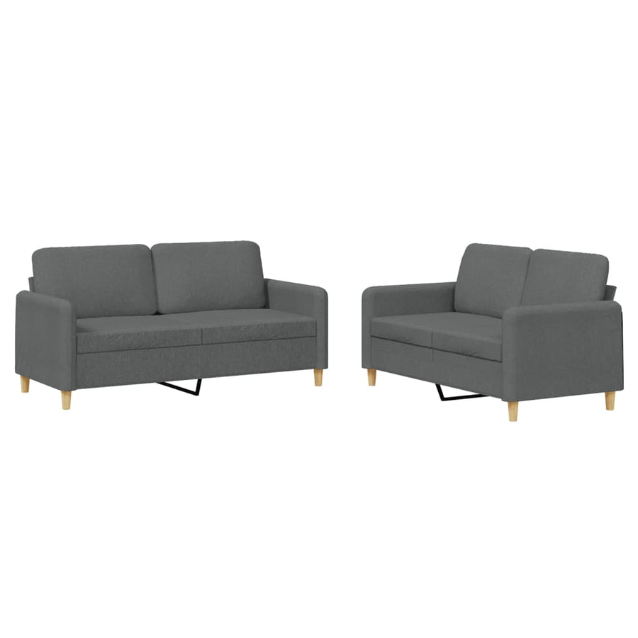 2-delige Loungeset met kussens stof donkergrijs Donkergrijs met kussens