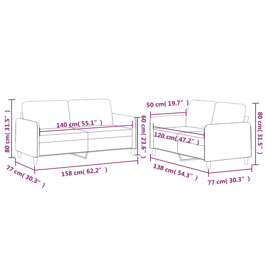 2-delige Loungeset met kussens stof donkergrijs Donkergrijs met kussens