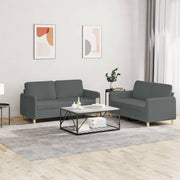 2-piece Lounge Set with Cushions, Fabric Dark Grey
