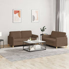 2-delige Loungeset met kussens stof bruin Bruin met kussens