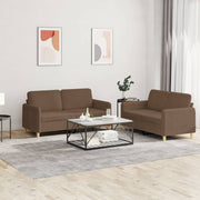 Loungeset 2-delig stof bruin met kussens