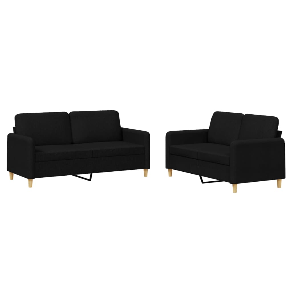 2-Delige Loungeset Stof Zwart met kussens