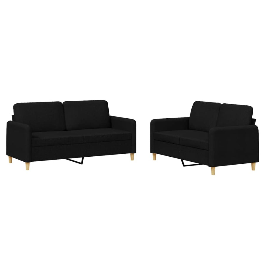 2-Delige Loungeset Stof Zwart met kussens