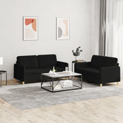 2-piece lounge set with cushions black fabric