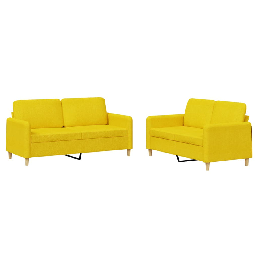 2-Delige Loungeset Met Kussens Stof Lichtgeel