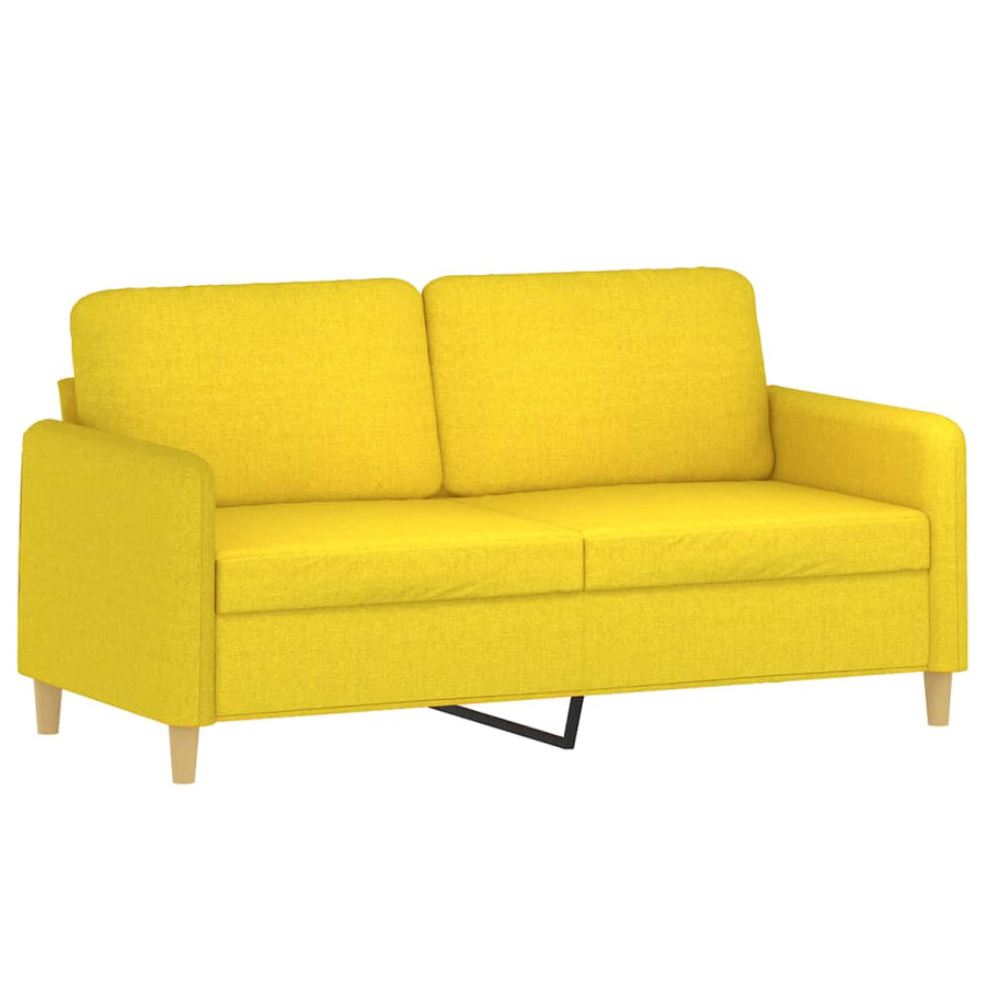 2-Delige Loungeset Met Kussens Stof Lichtgeel