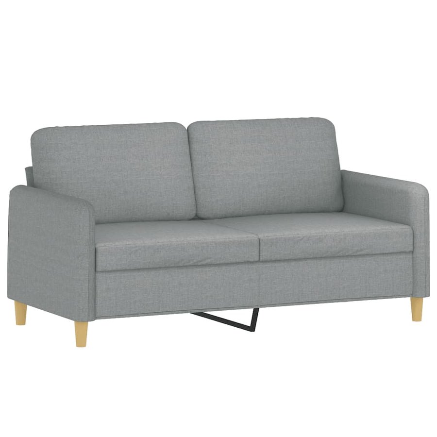 3-Delige Loungeset Met Kussens Stof Lichtgrijs met kussens en voetenbankje