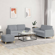 Loungeset 3-delig stof lichtgrijs