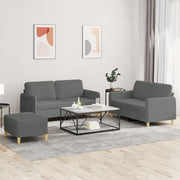 Loungeset 3-delig donkergrijs stof