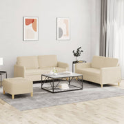Loungeset 3-delig stof crèmekleurig
