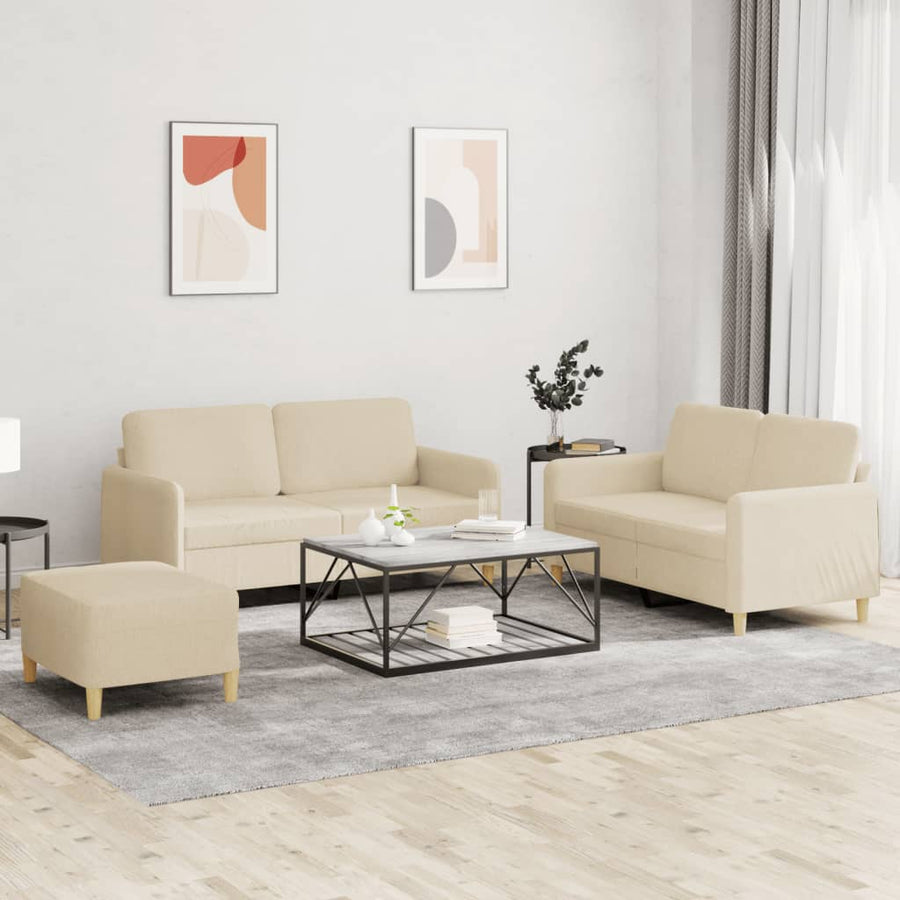 3-Delige Loungeset Met Kussens Stof